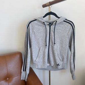 Adidas Gray Cropped Hoodie
